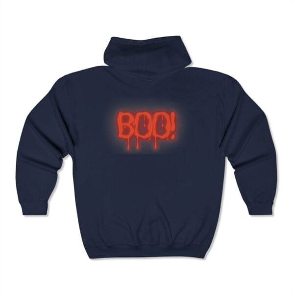 Sweat-shirt à capuche zippé unisexe (BOO!) – Image 8