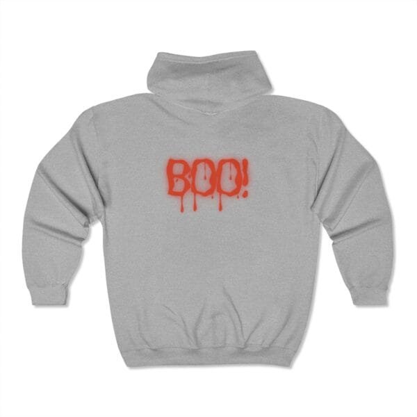Sweat-shirt à capuche zippé unisexe (BOO!) – Image 4